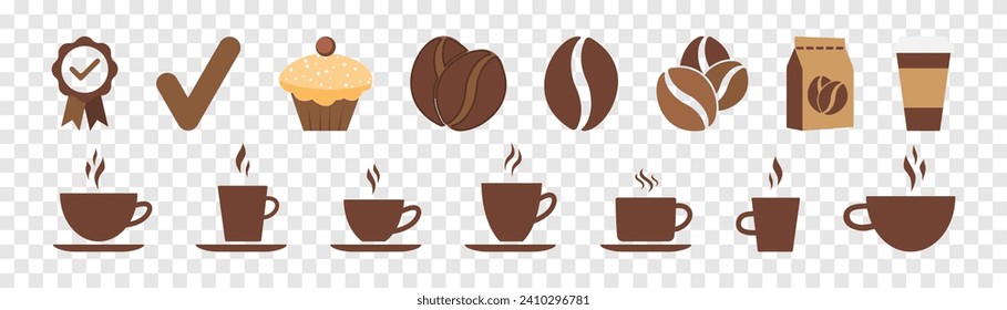 Juego de iconos de café. Ilustración del vector