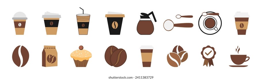 Coffee icon set. Vector illustration.