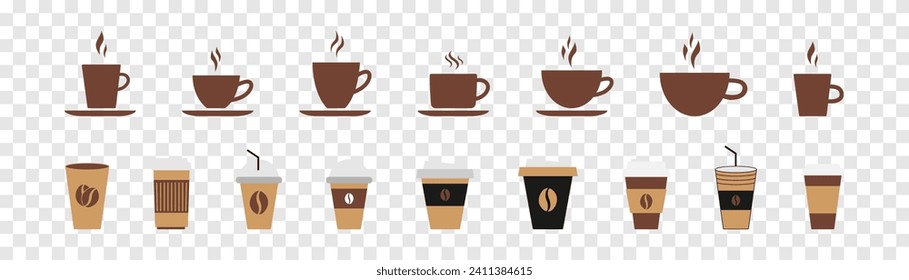 Juego de iconos de café. Ilustración vectorial.