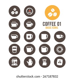 Coffee icon set. Vector illustration.