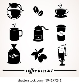 Coffee icon set. Vector illustration.
