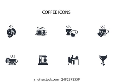 Coffee icon set.vector.Editable stroke.linear style sign for use web design,logo.Symbol illustration.