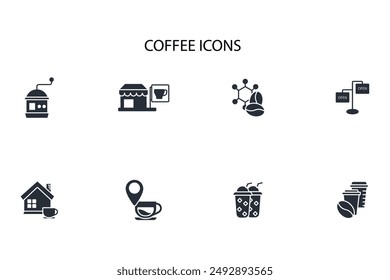 Coffee icon set.vector.Editable stroke.linear style sign for use web design,logo.Symbol illustration.