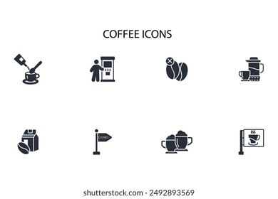 Coffee icon set.vector.Editable stroke.linear style sign for use web design,logo.Symbol illustration.