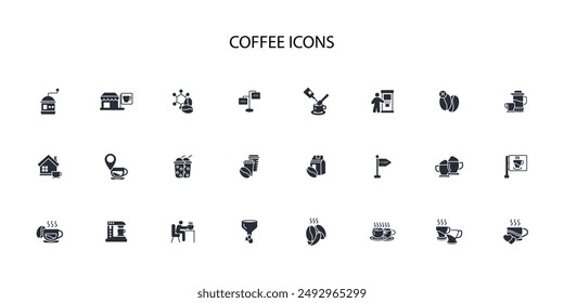 Coffee icon set.vector.Editable stroke.linear style sign for use web design,logo.Symbol illustration.