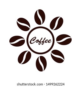 Coffee icon. Silhouette brown vector isolated illustration on white