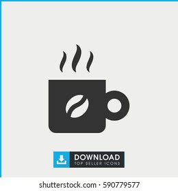 coffee icon. Simple filled coffee vector icon. On white background.