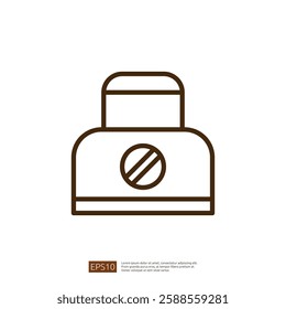 Coffee Icon Simplistic Representation Featuring A Brown Outline Of A Mug With A Lid Symbolizing A Beverage In A Modern Minimalist Style