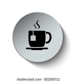 Coffee icon. Tea icon. Cup icon. Beverage icon. Button. Vector illustration