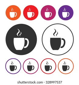 Coffee icon. Tea icon. Cup icon. Beverage icon. Button. Vector illustration