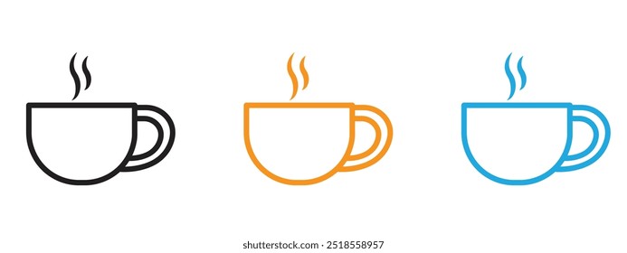 Kaffeesymbol dünne Linie Illustrationssatz