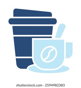 Coffee Icon Two Color Style. Vector Illustration For Graphic Design