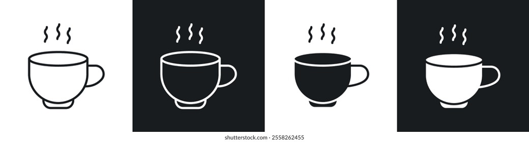 Coffee icon vector collection in black and white.