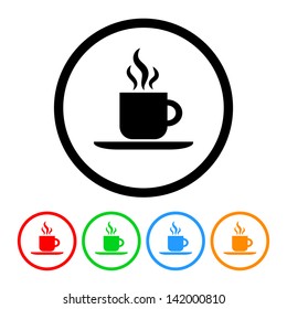 Coffee Icon in Vector Format with Four Color Variations