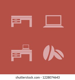 coffee icon. coffee vector icons set laptop desk, laptop, desk and coffee beans