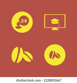 coffee icon. coffee vector icons set coffee beans, room service and online education