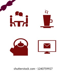 coffee icon. coffee vector icons set teapot, talking people, mail and latte cup