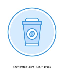 ilustración del vector de icono de café. diseño de círculo azul del icono del café.