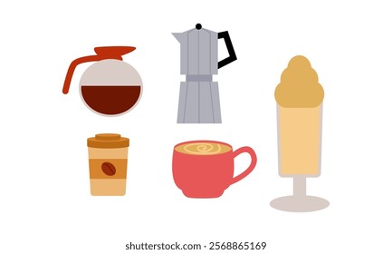 Coffee icon vector illustration Set of coffee on isolated background Drink sign concept