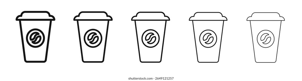 Signo de ilustración de conjunto de esquema de Vector de icono de café