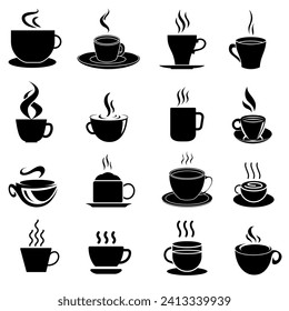 Coffee icon vector set. Hot drink illustration sign collection. Coffee house symbol. Coffee machine logo.