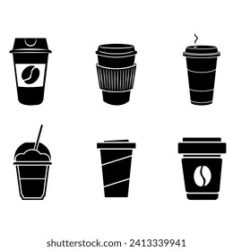 Kaffeesymbol, Vektorset. Bilderkollektion mit Hot-Drink-Illustrationen. Kaffeehaus-Symbol. Logo der Kaffeemaschine.