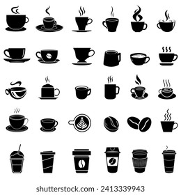 Coffee icon vector set. Hot drink illustration sign collection. Coffee house symbol. Coffee machine logo.