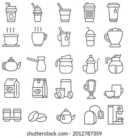 Coffee icon vector set. Tea illustration sign collection. hot drinks symbol or logo.