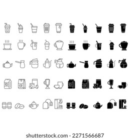 Coffee icon vector set. Tea illustration sign collection. hot drinks symbol or logo.