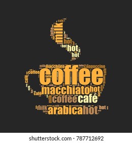 coffee icon word cloud design