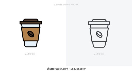 coffee icon for your website, logo, app, UI, product print. Coffee concept flat Silhouette vector illustration icon. Editable stroke icons set