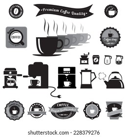 Coffee icons, badge, sticker