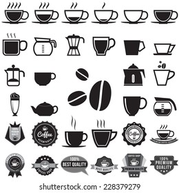 Coffee icons, badge, sticker