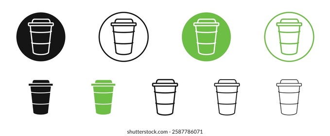Coffee icons in black and green colors collection