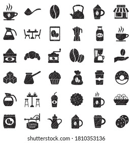Coffee Icons. Black Scribble Design. Vector Illustration.