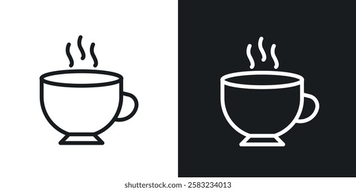 Coffee icons in black and white liner strokes for web design.