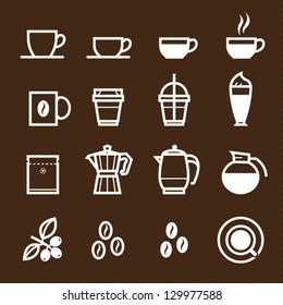 Coffee icons with Brown Background