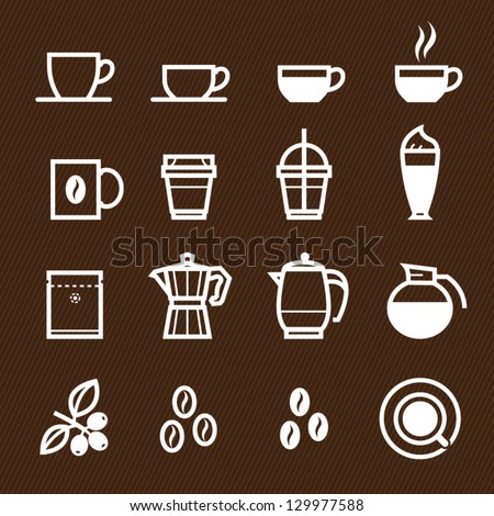 Coffee icons with Brown Background