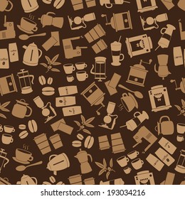 coffee icons brown seamless pattern eps10