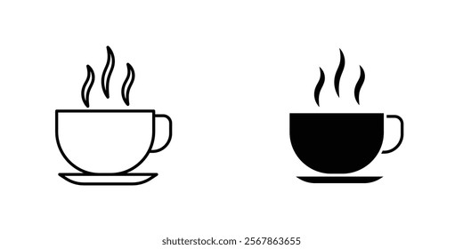 Coffee icons collection in Filled flat and thin line style.