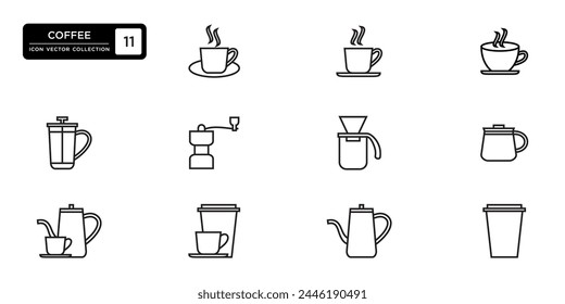 Kaffeesymbole Kollektion, Vektorgrafik Icon Vorlagen editierbar und in der Größe veränderbar
