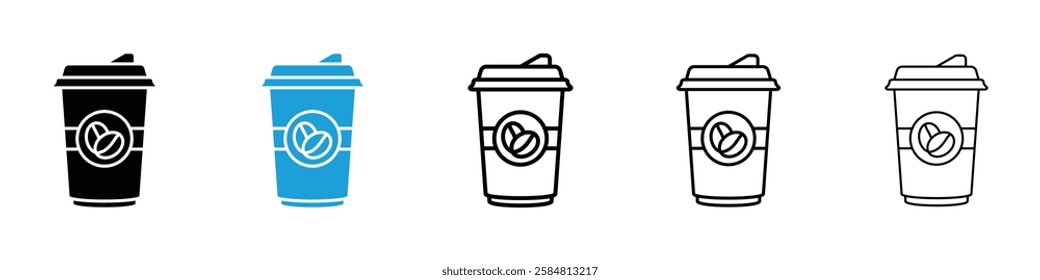 Coffee icons collection vectors in black and blue