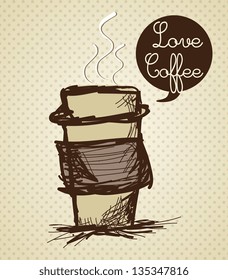 Coffee Icons ( colorful collections, hand drawn). Vector Illustration