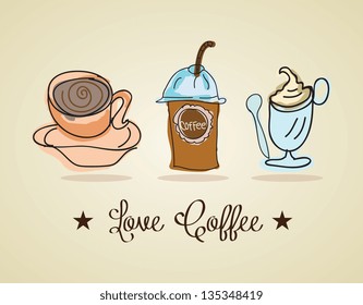 Coffee Icons ( colorful collections, hand drawn). Vector Illustrations