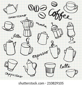 Coffee Icons Doodle Set