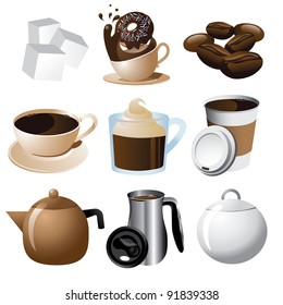 Coffee Icons EPS 8 vector, grouped for easy editing.
