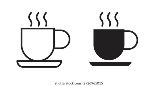 Iconos de café rellenos, línea delgada, contorno y trazos
