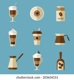 Coffee Icons, Flat Design