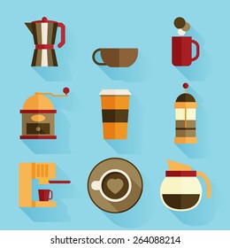 Coffee icons, flat design