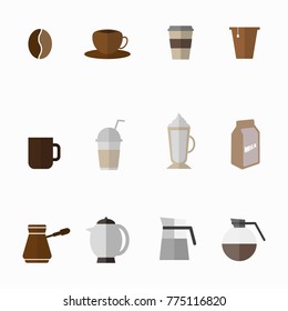 Coffee icons, flat design everything in coffee cafe.